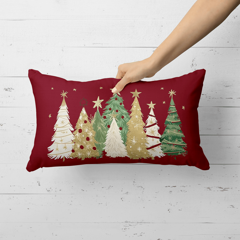Christmas Decorative Pillow Cover with Christmas Tree Design for Living Room and Bedroom