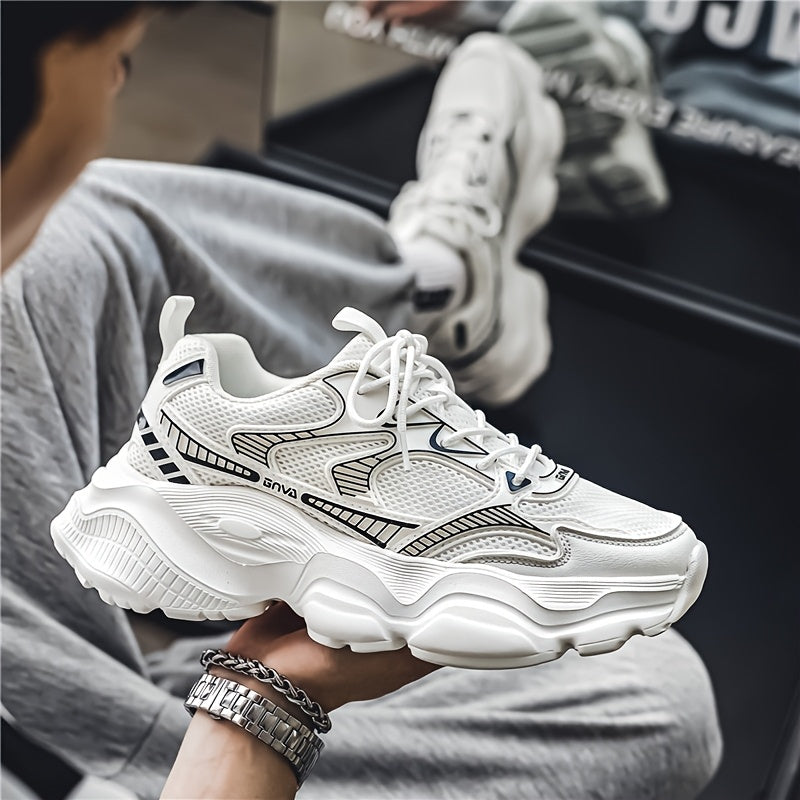 Men's Mesh Casual Sneakers Low Top Lace-Up All-Season Vintage Chunky Shoes