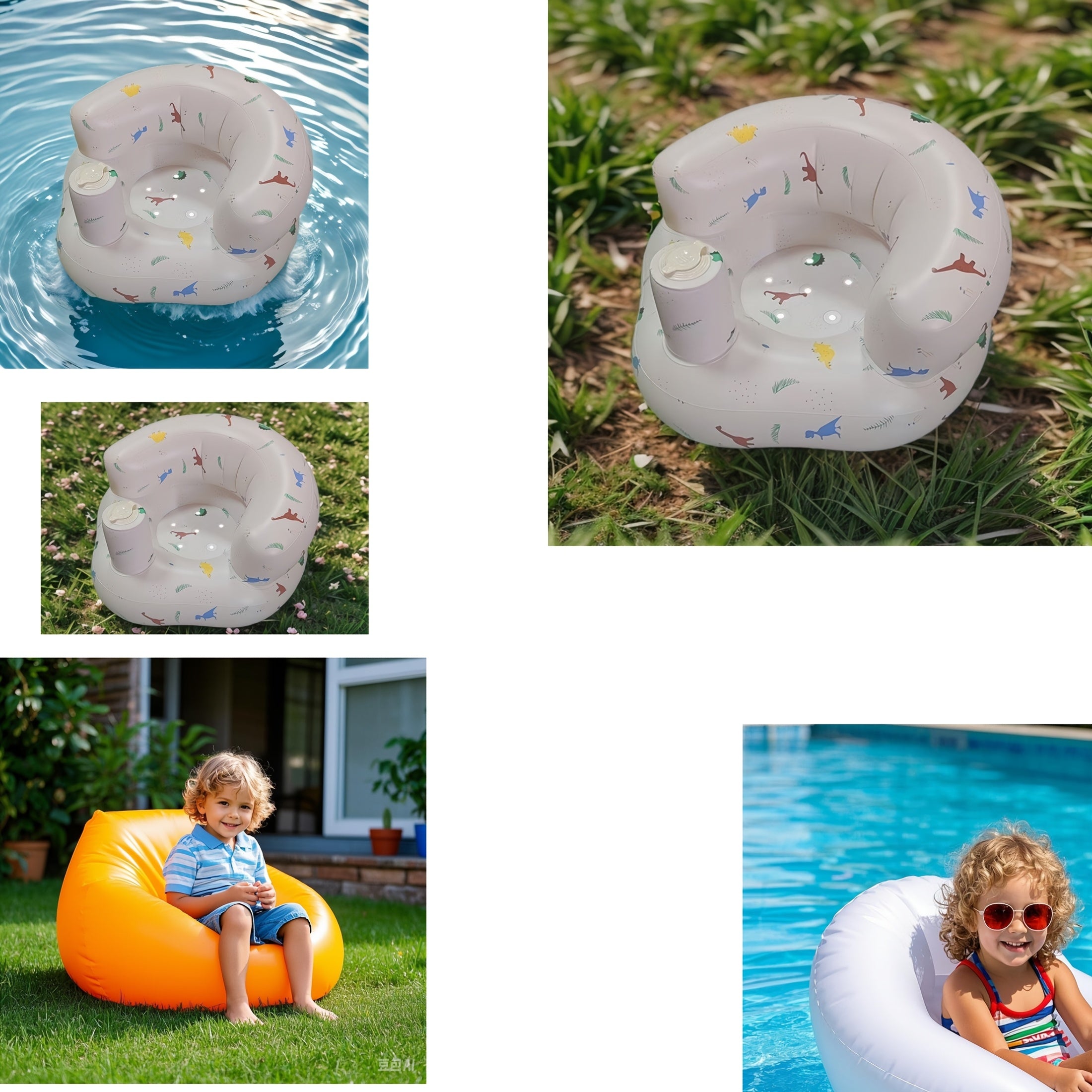 Inflatable Infant Seat for 3-36 Months with Built-In Air Pump and Back Support