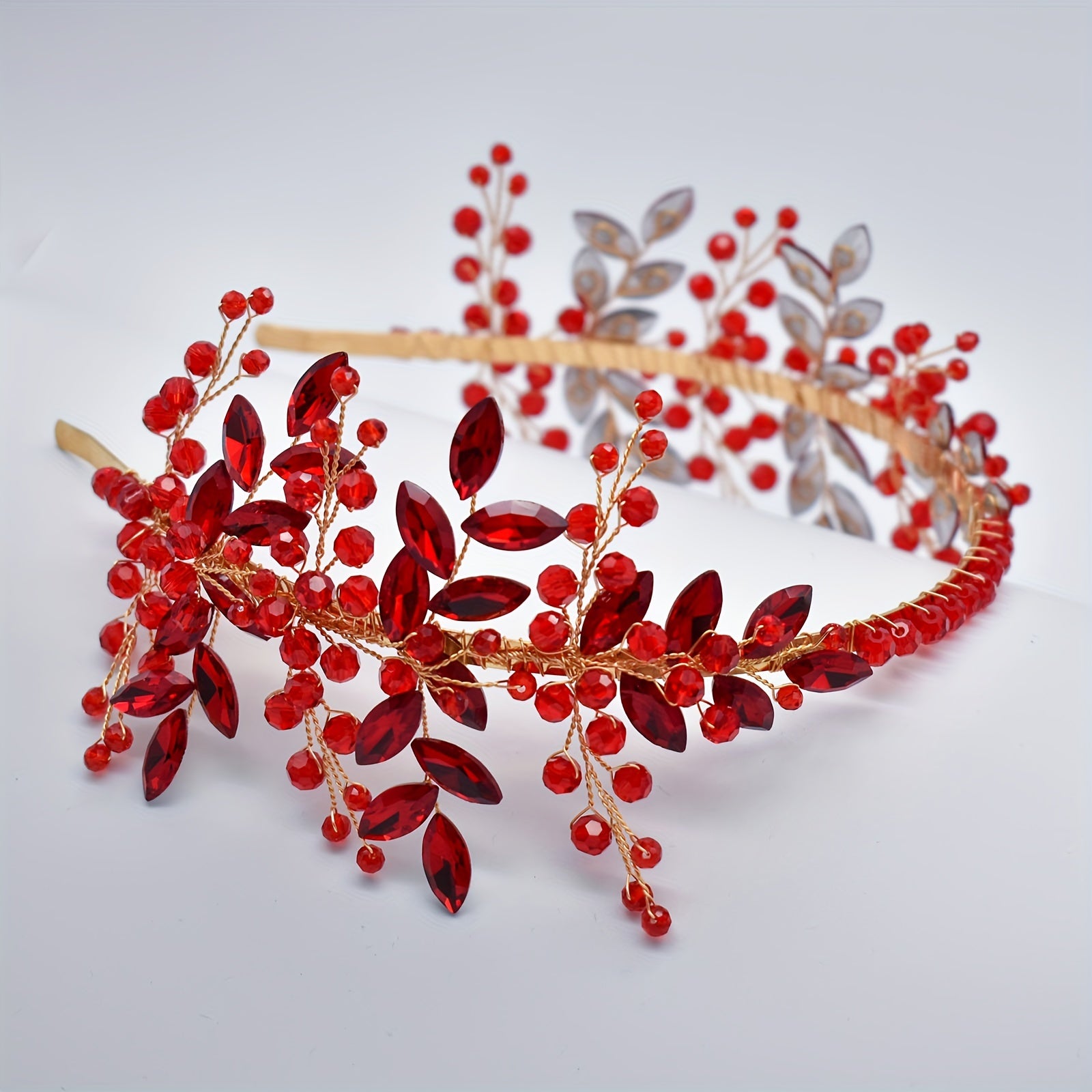 Crystal Headband Tiara for Women in Red Green and Blue for Weddings Proms and Parties