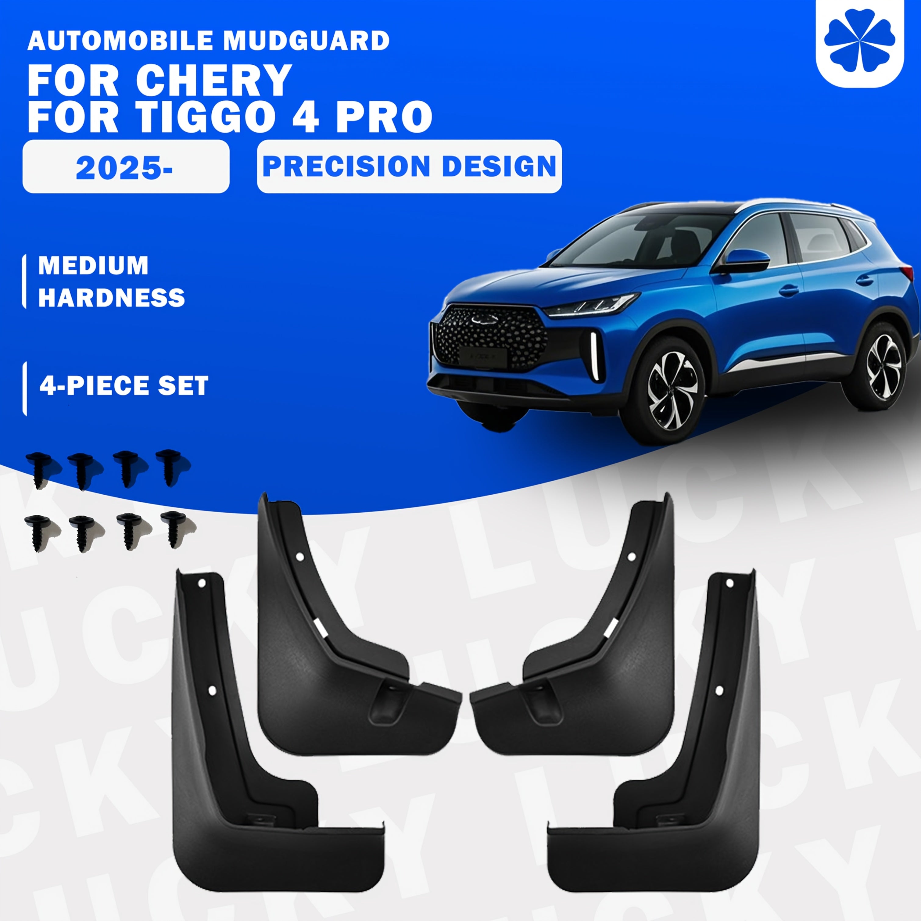 Front Rear Black Mud Flap Set for SUV 4 Pieces with Hardware