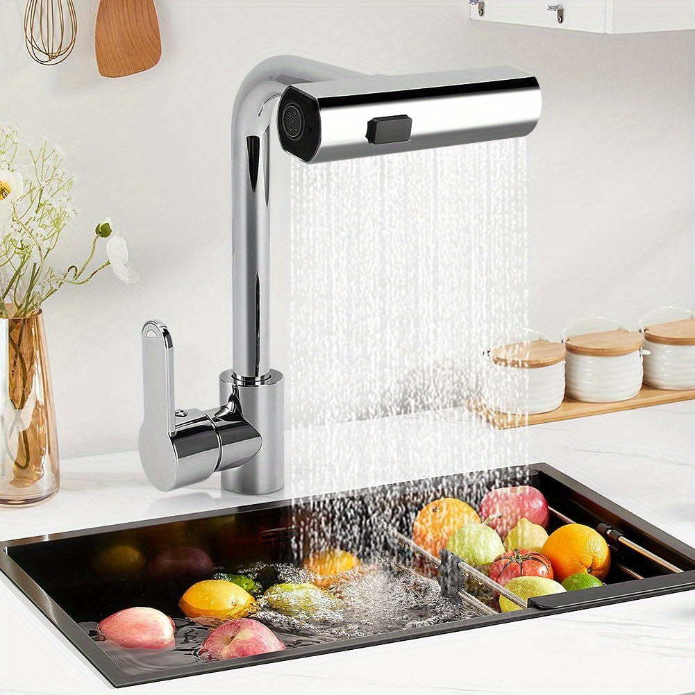 Universal Faucet Adapter with Three-Speed Waterfall Spray and Rotatable Head