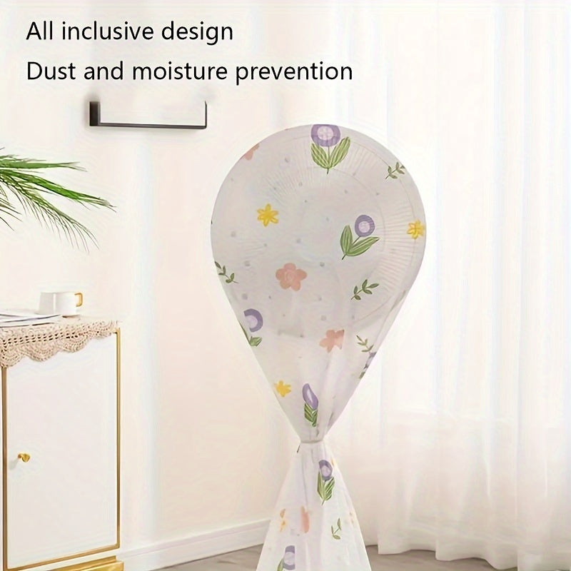 Modern Minimalist PVC Fan Dust Cover with Floral Patterns Full Protection Dust-Proof