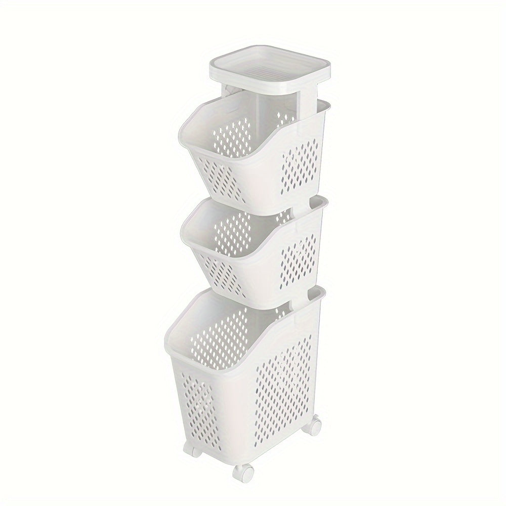 Multi-Functional 3-Tier Laundry Hamper on Wheels for Bathroom Bedroom Balcony