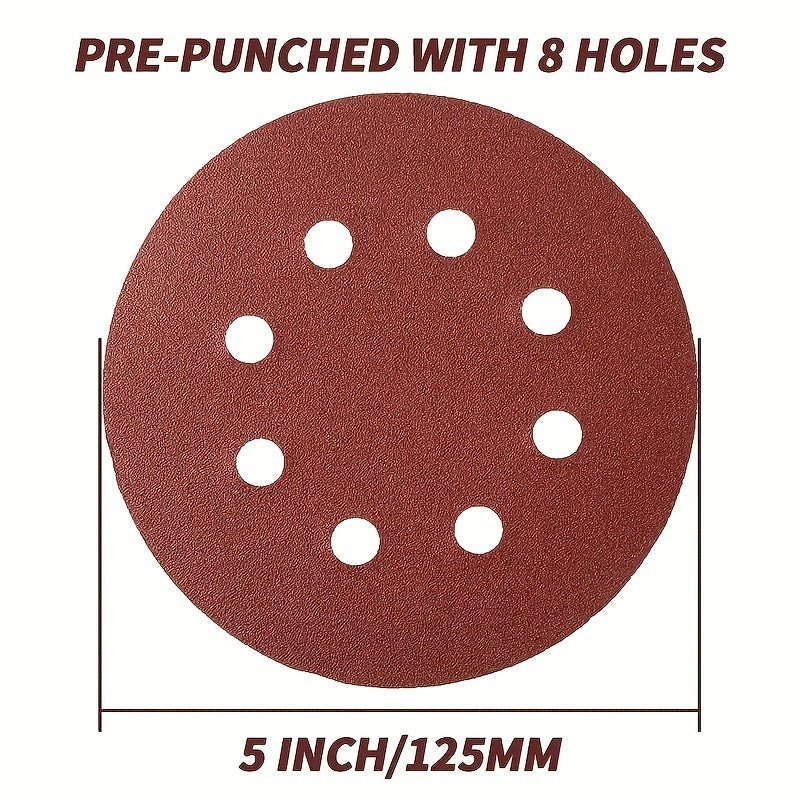 10Pcs 125mm Grit Sanding Discs for Metal Plastic Wood Grinding and Polishing