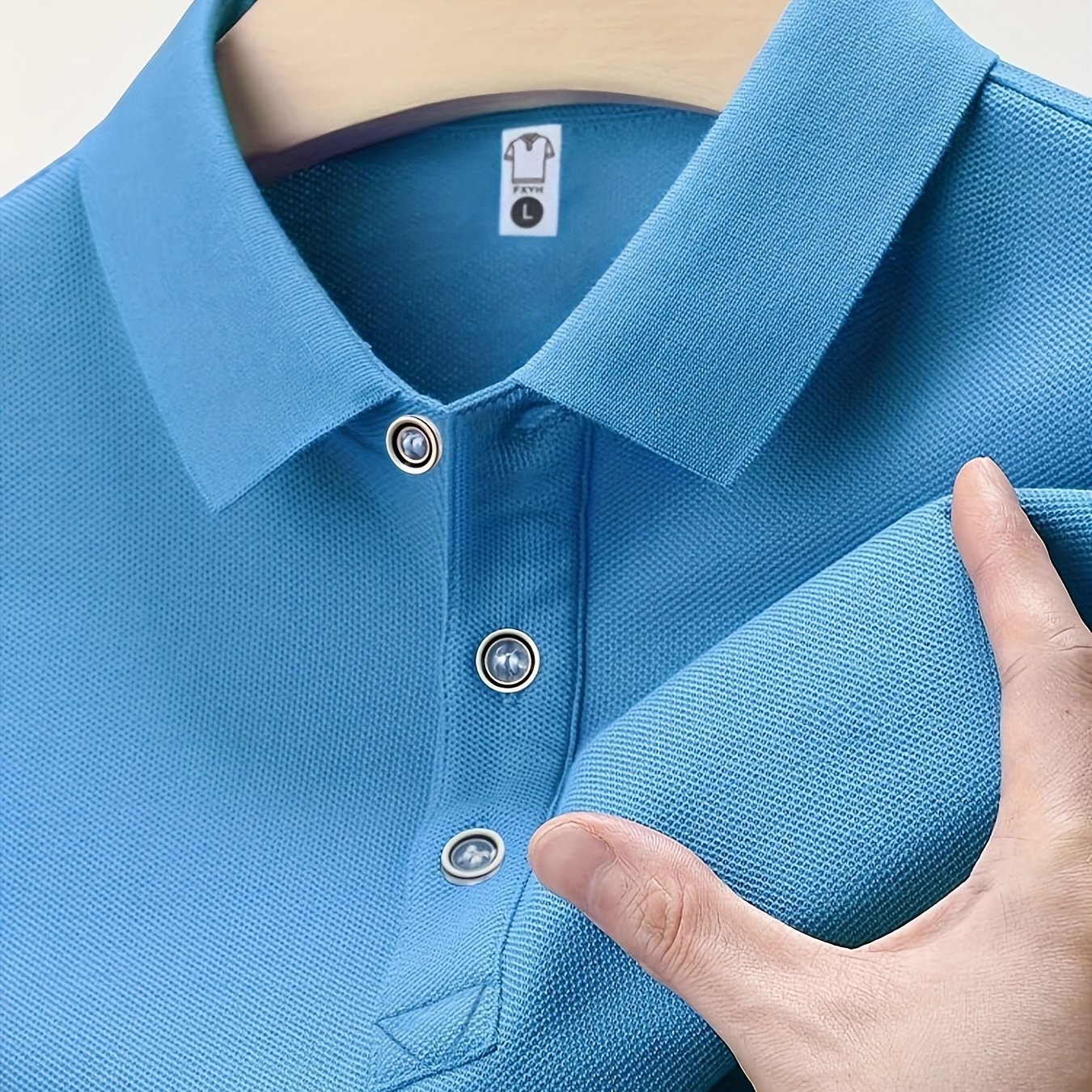 Camisa de punto de poliéster verde de manga corta casual de verano para hombre con detalles de botones