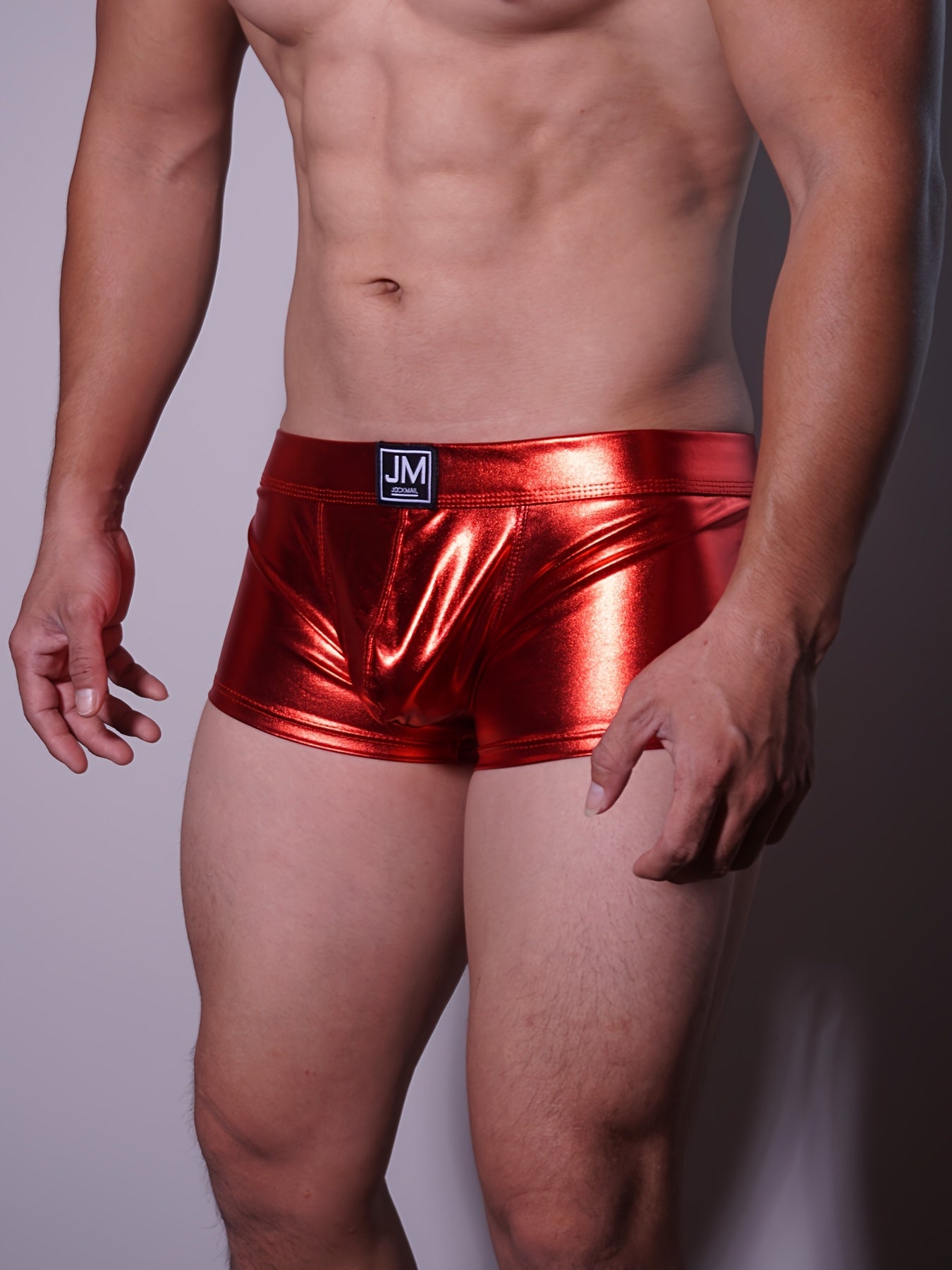 Men's Metallic Shiny Boxer Briefs Gradient Color Low-Rise Nylon Blend Casual Underwear