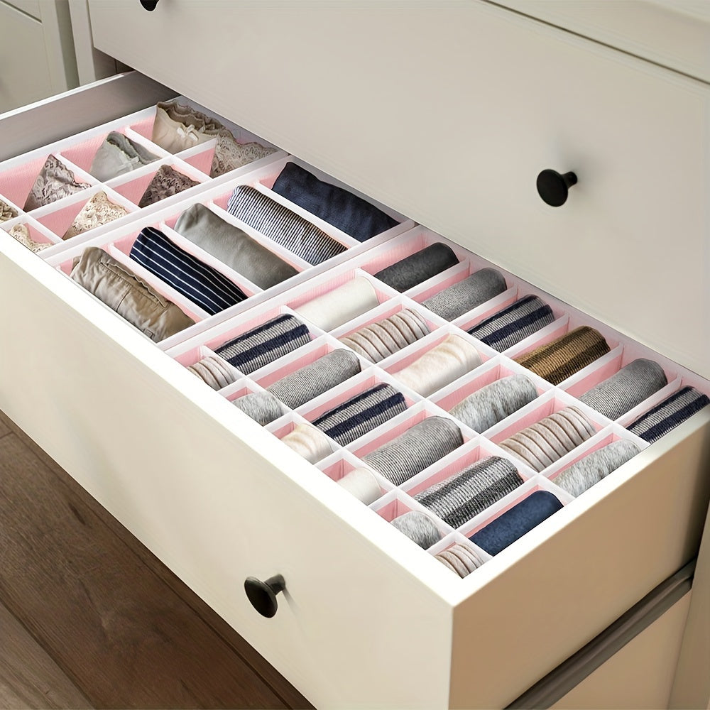 Набор из 4 розовых тканевых разделителей для ящиков для организации гардероба, регулируемый, экономящий пространство для хранения