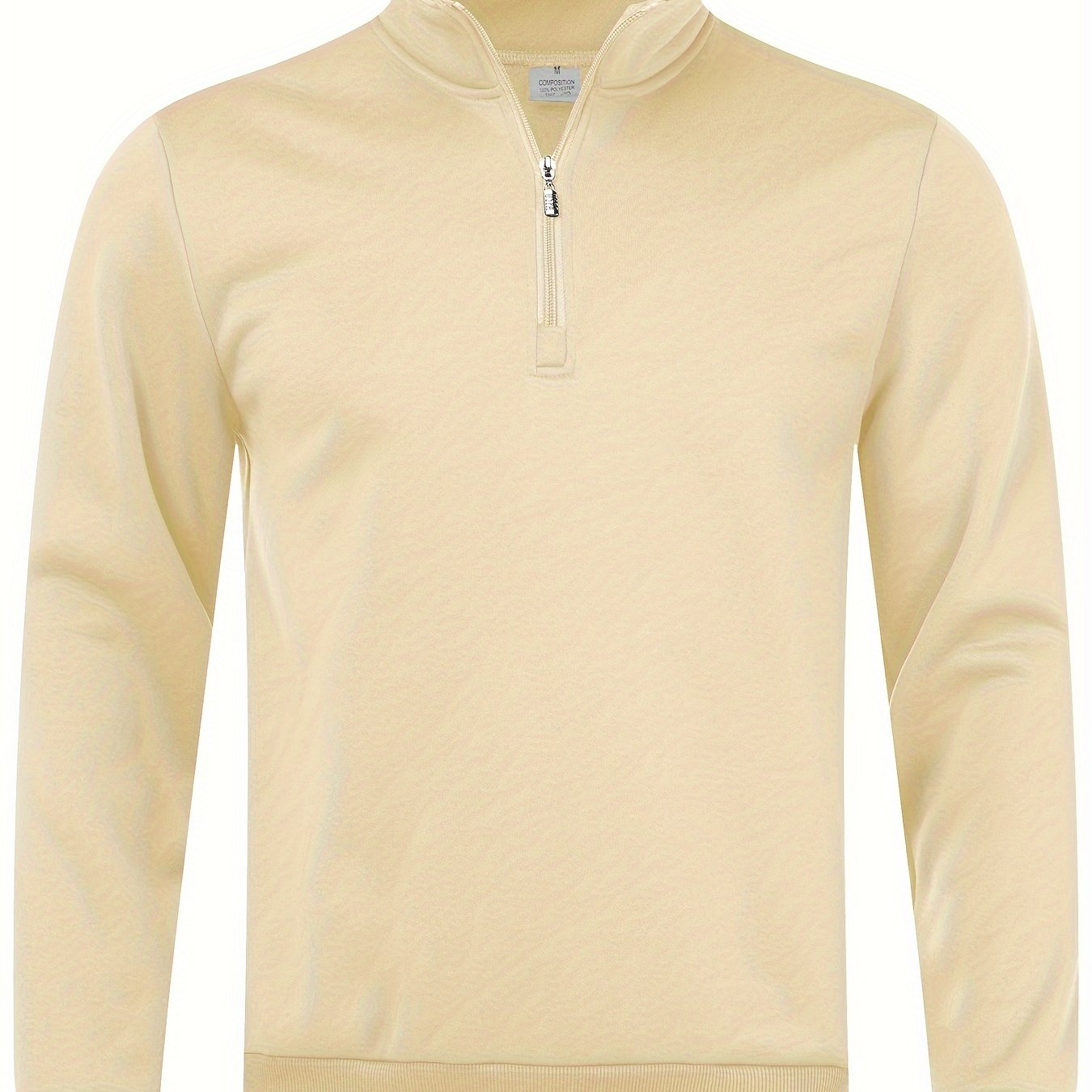 Men's Slim Fit Black Fleece Pullover with Quarter Zip Mock Neck Casual Long Sleeve Polyester