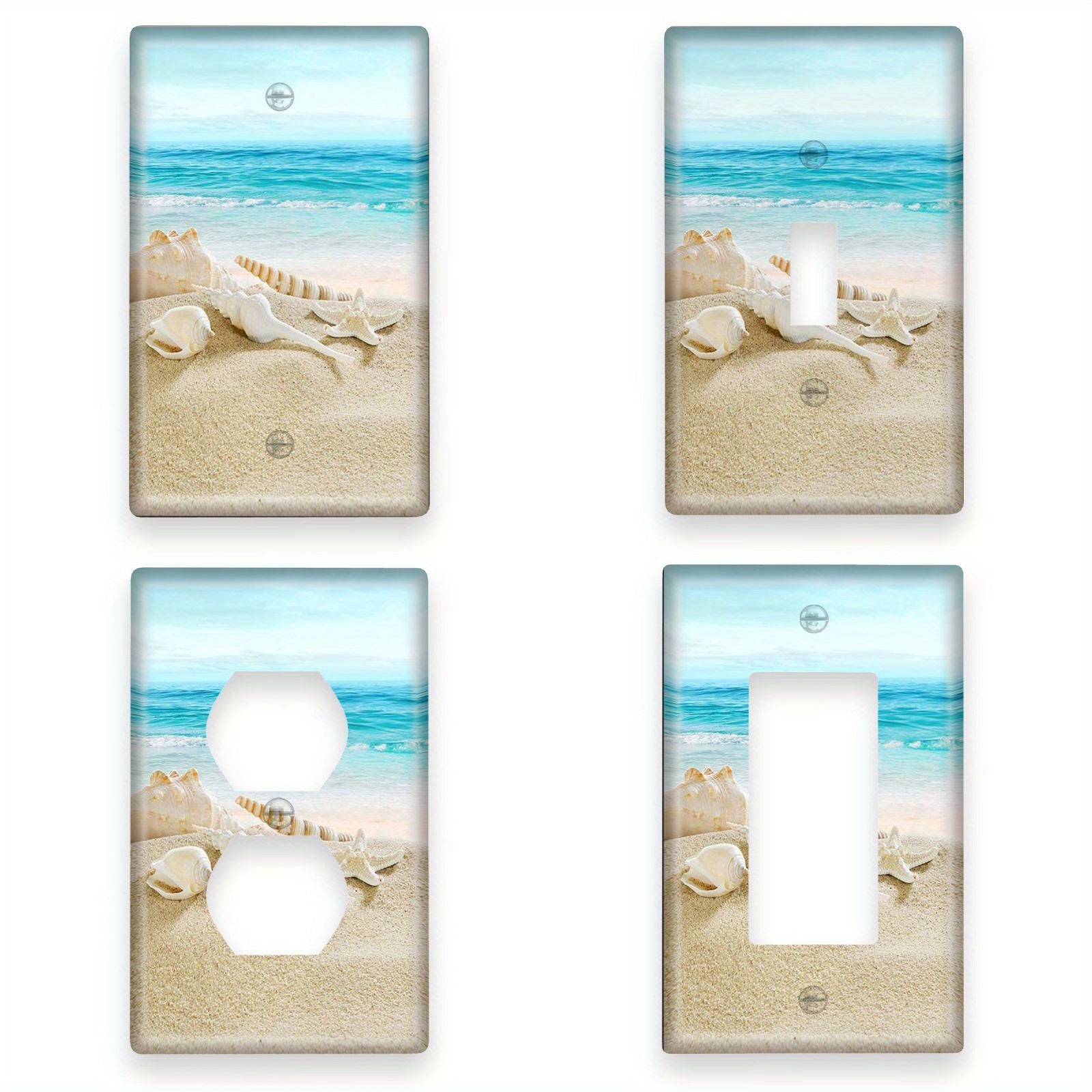 Unbreakable Conch Beach Printed Single Rocker Light Switch Cover Dual Hole Easy Twist Installation