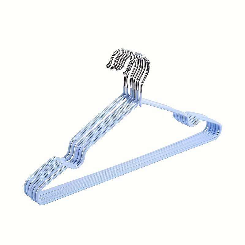 Set of 10 Metal Hangers with Grooved Non-Slip Design for Closet and Wardrobe Storage