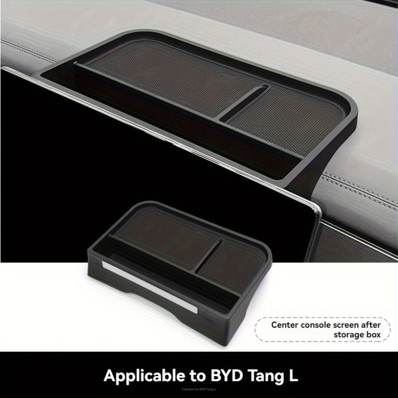 Center Console Storage Box ABS Material Screen Back Tray with Anti-slip Mat for SUV