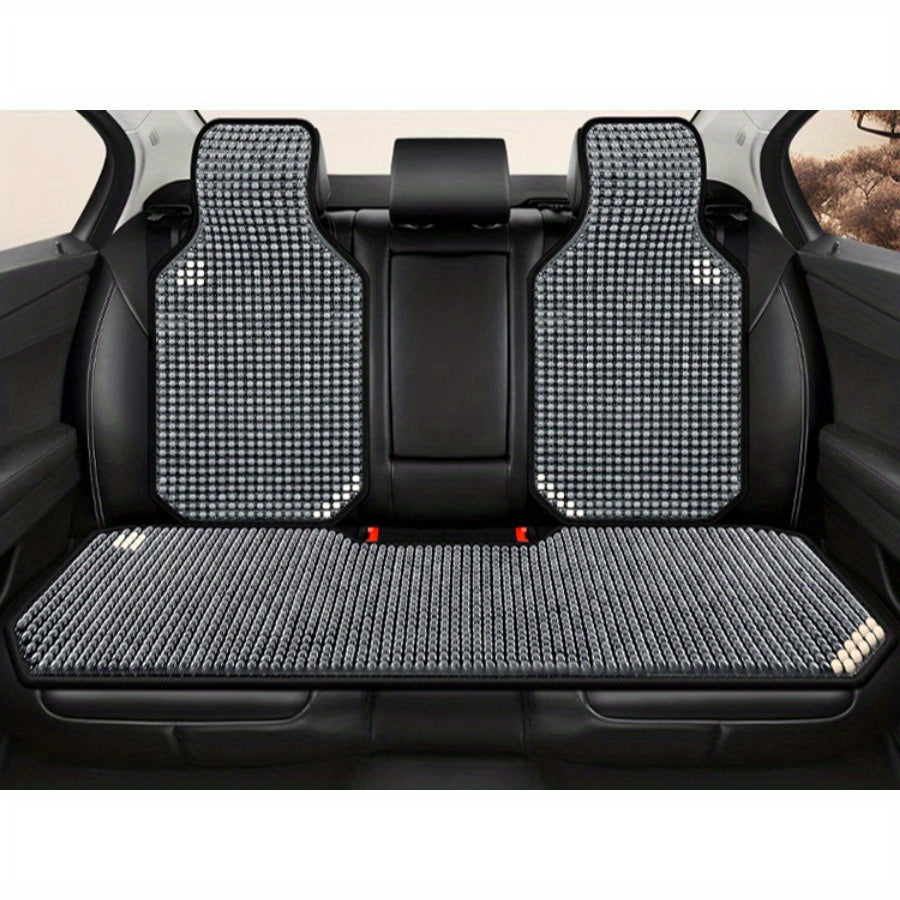 Ventilated Wooden Bead Car Seat Cushion Set for Sedan with Backrest and Support