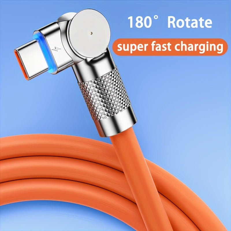 6A 100W USB-C Charging Cable 180° Rotation Fast Charging for Smartphones