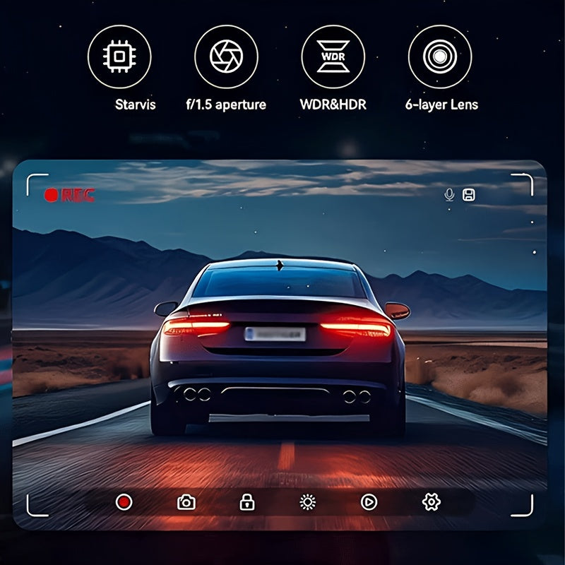 Cámara de tablero para coche con doble lente 1080P, sensor de gravedad, grabación en bucle de 64GB, batería de 12 horas