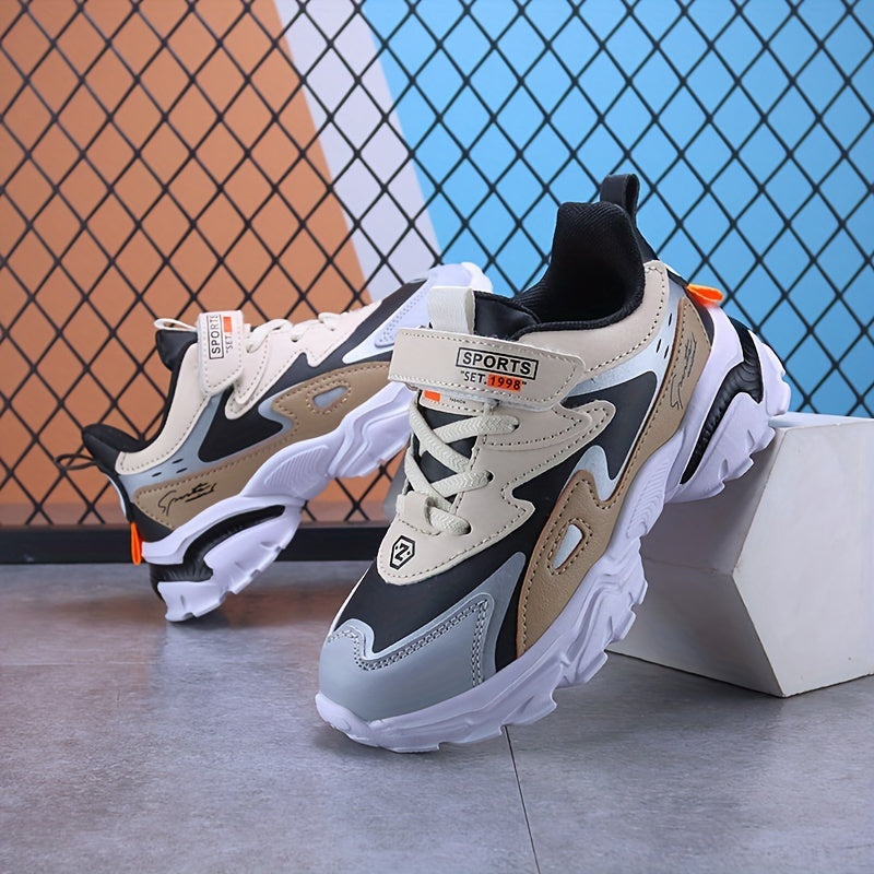 Kids Boys Casual Sneakers Lightweight Non-Slip Hook and Loop Low Top Plaid Fall Winter