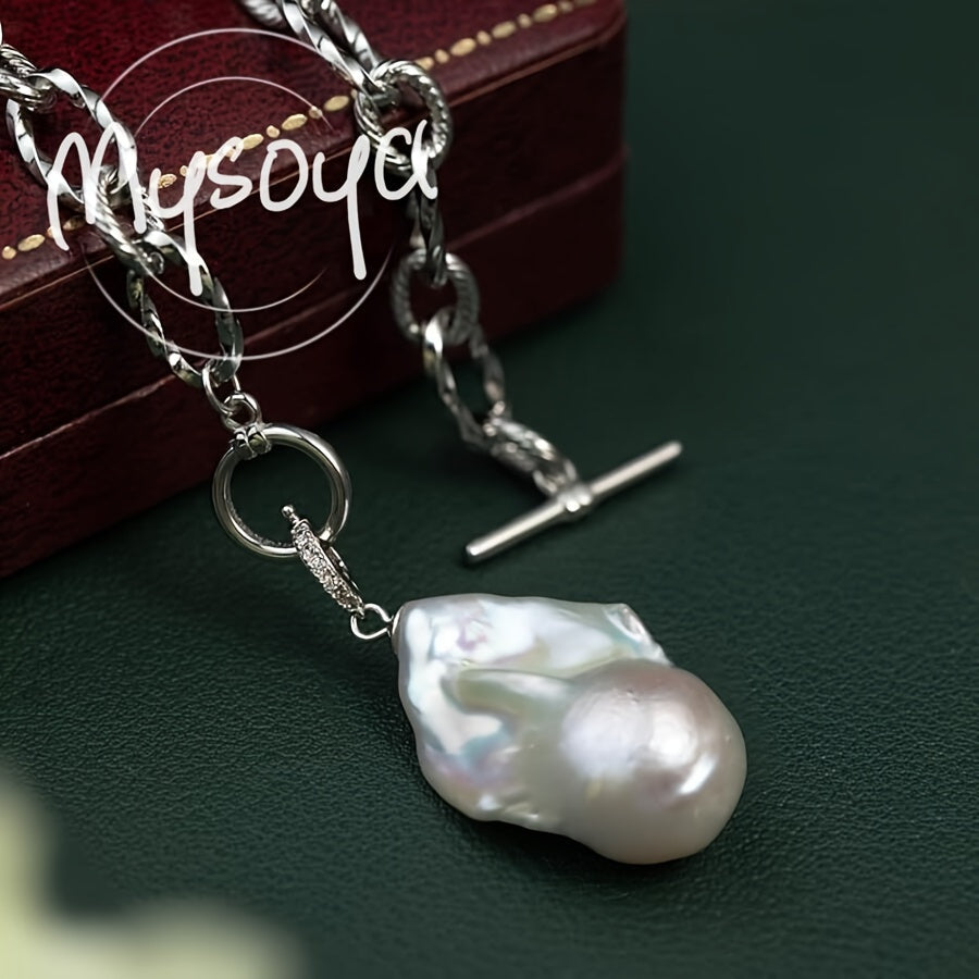 Unisex Freshwater Pearl Necklace 14-18mm Handmade Gift Box Jewelry