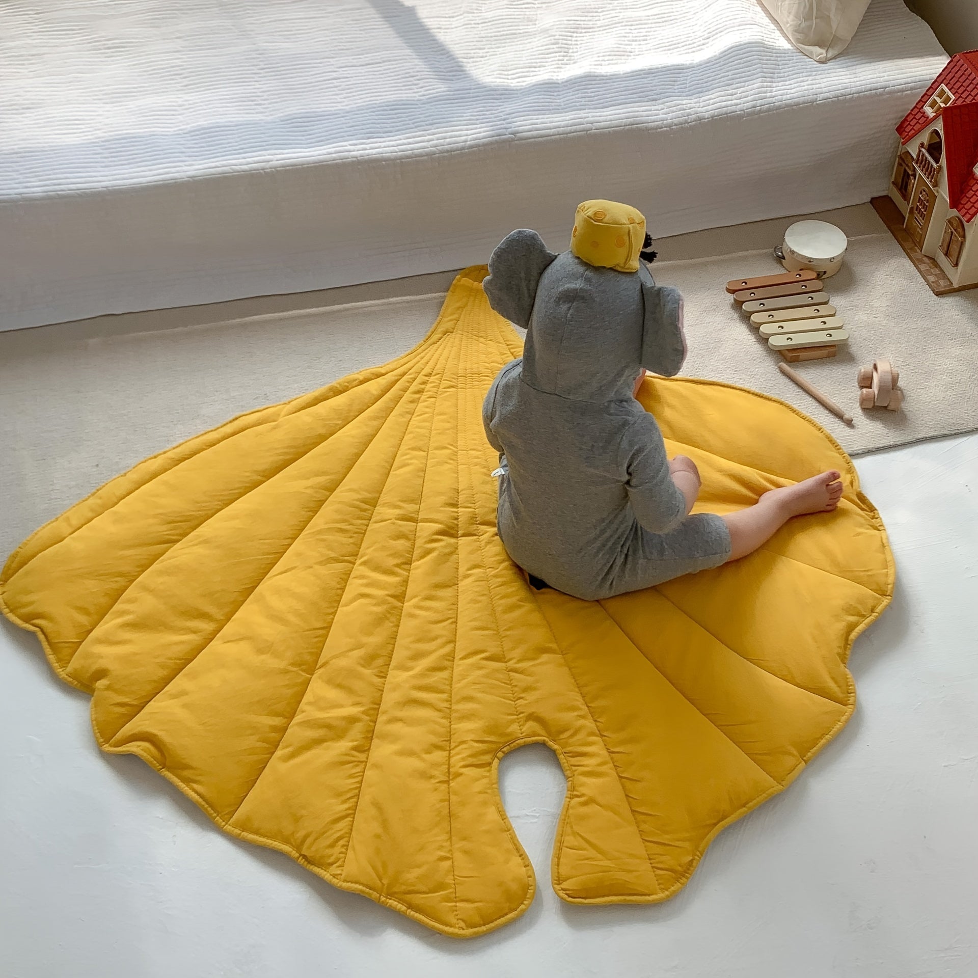 Cojín hoja nórdica para decoración interior, manta para niños, alfombra para trepar, almohada decorativa