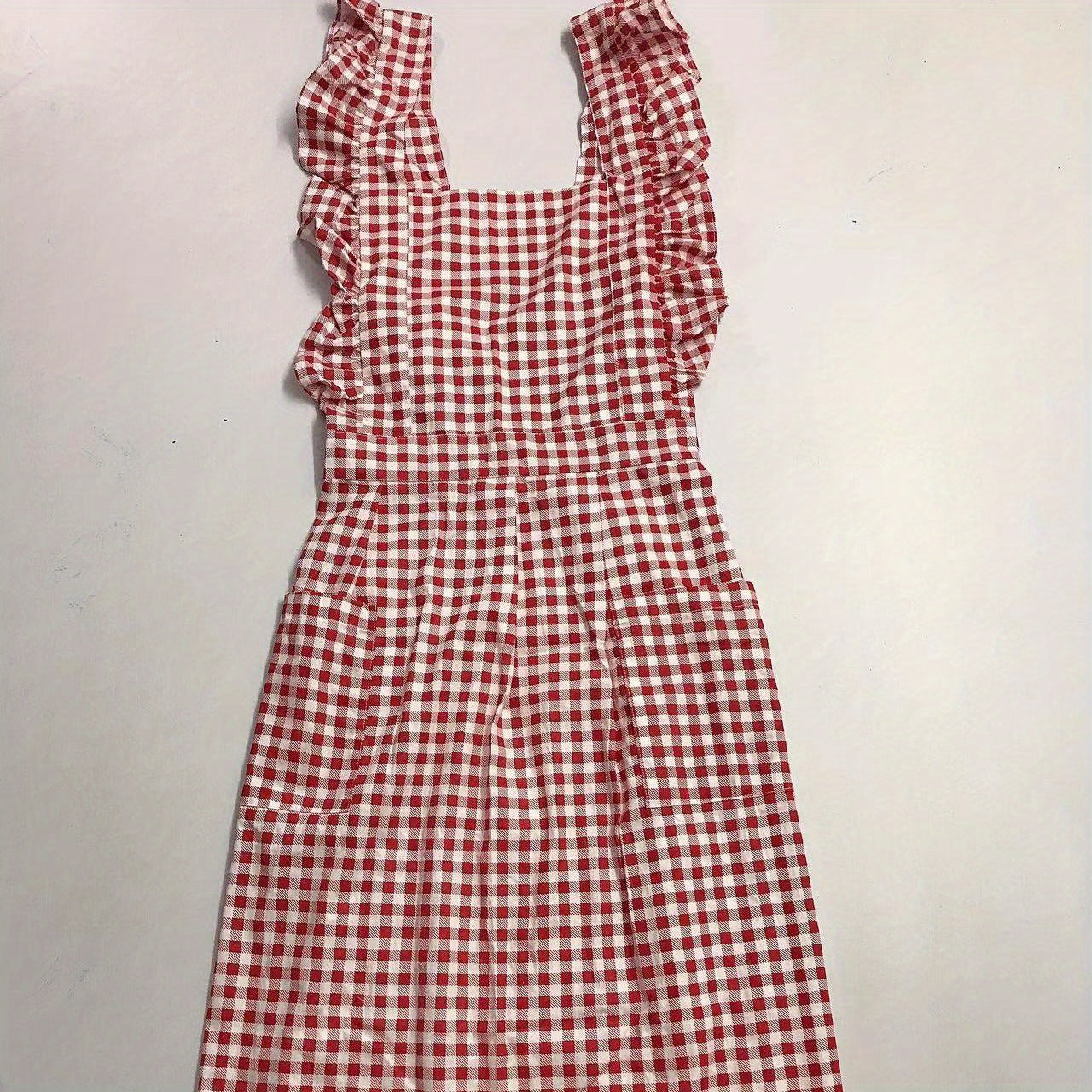 Women's Woven Fabric Apron with Pockets Solid Color 180gsm