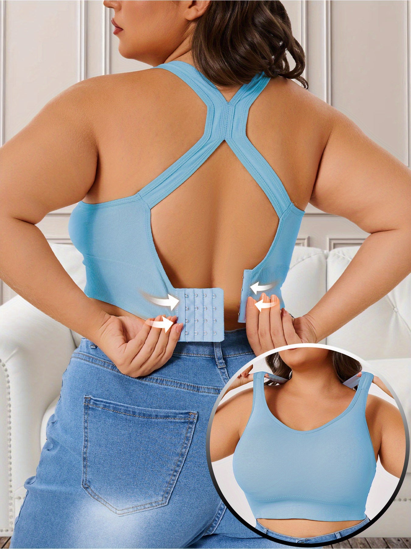 Women's Sports Bra Plus Size Non-Pilling Removable Padding Yoga Running Workout