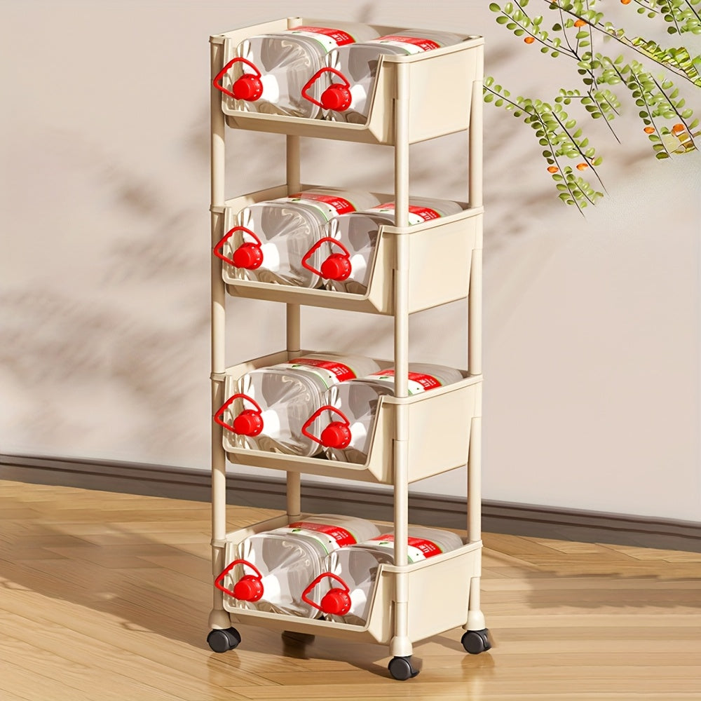5-Tier Plastic Rolling Storage Cart for Bathroom Kitchen Office Organizer