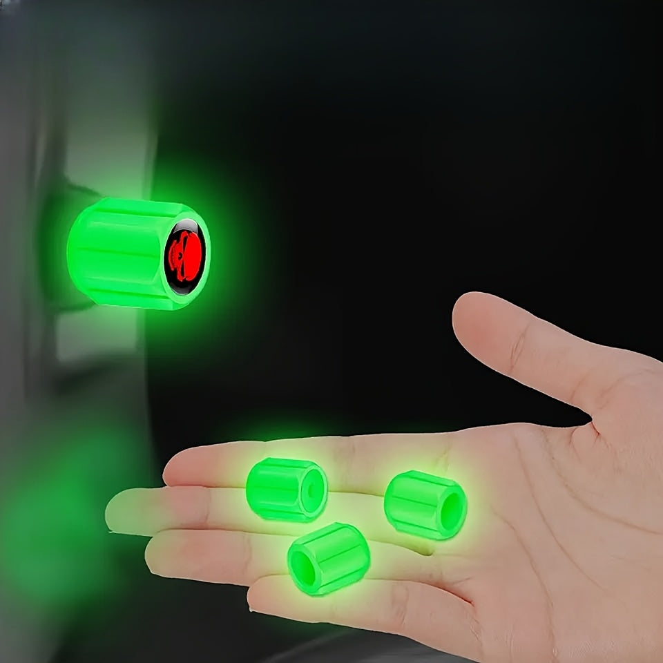 8 Pcs Glow-in-the-Dark Skull Tire Valve Stem Caps Plastic Universal Fit