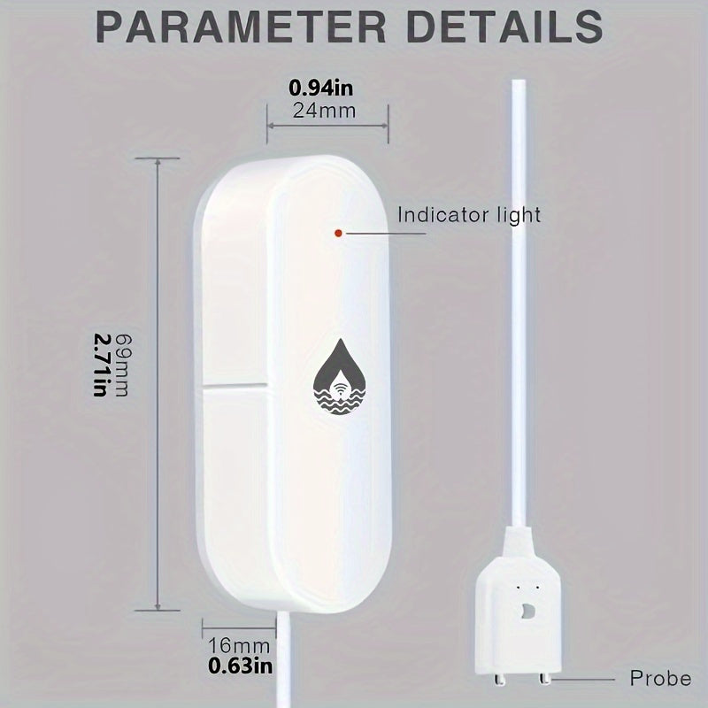 Smart WiFi Water Leak Detector USB Powered Real-Time Alerts Easy Installation Basement Home