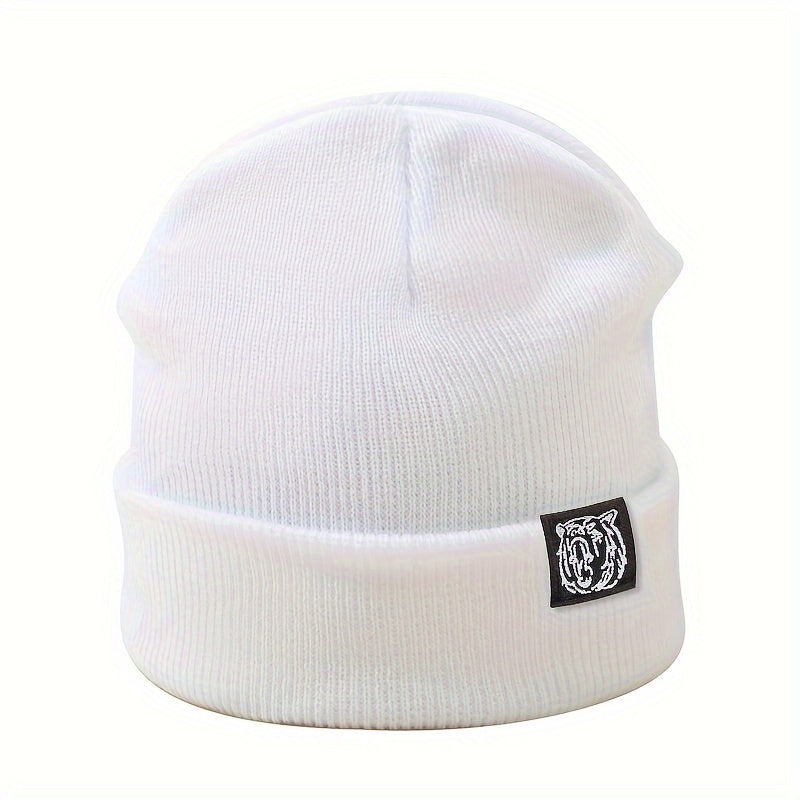 Вязаная шапка для активного отдыха осень-зима защита ушей логотип тигриная голова
