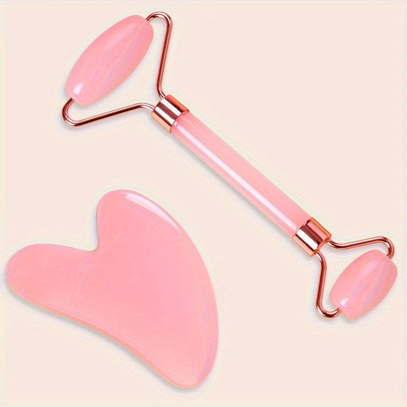 Juego de 20000 rodillos de masaje facial de doble cabeza con raspador Gua Sha en forma de corazón y kit portátil de herramientas de masaje corporal