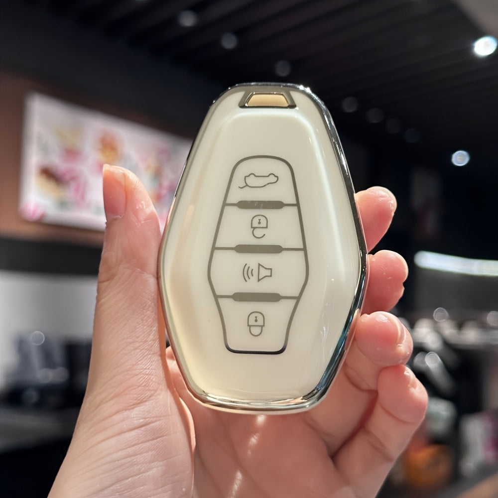 Universal TPU Car Key Fob Cover for Remote Control Black Silver Durable