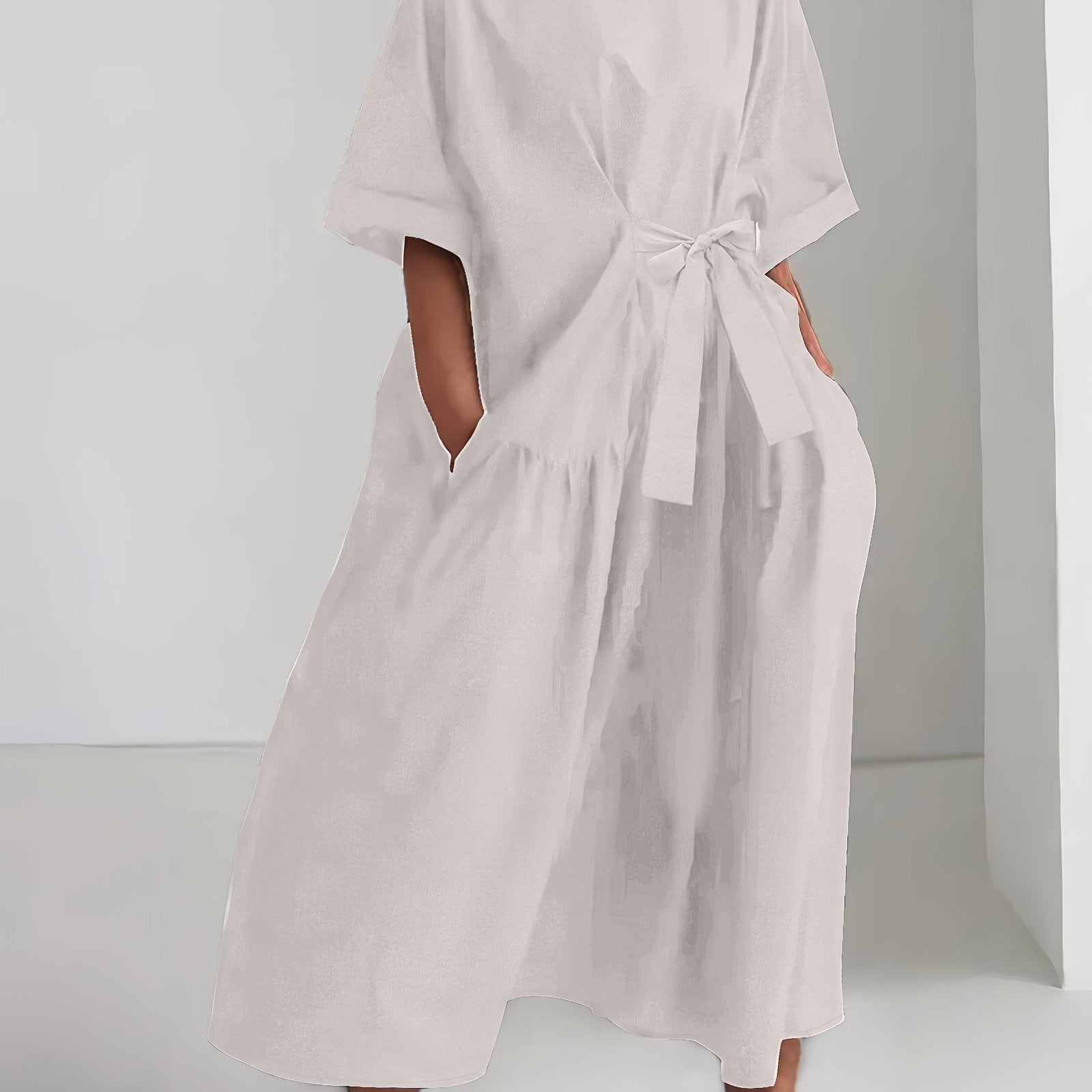 Women's Sleeveless Navy Blue Tunic Dress for Casual Spring and Fall Non-Stretch Polyester