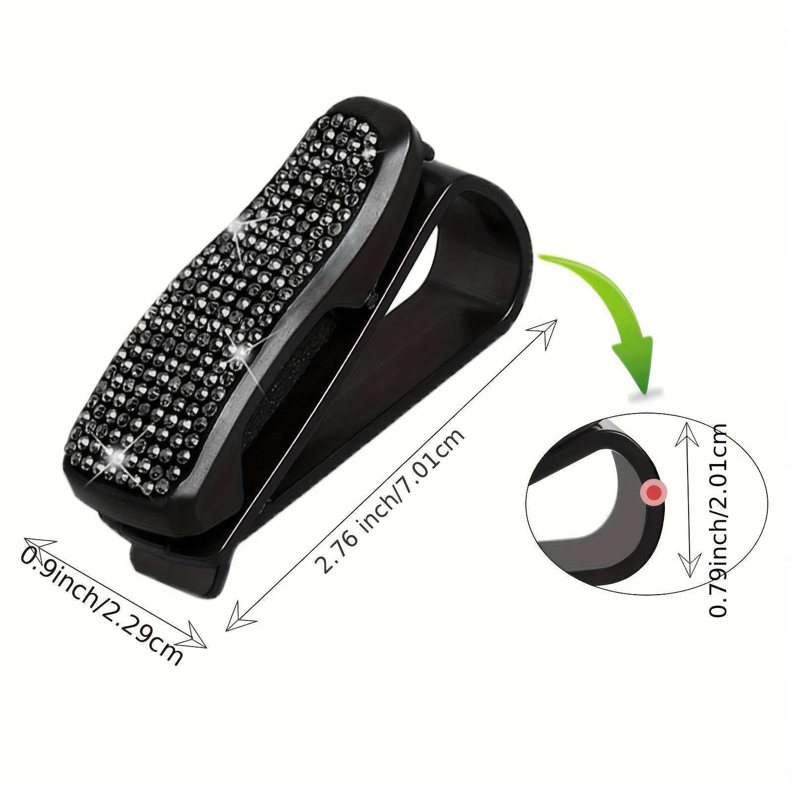 Unisex Rhinestone Car Sun Visor Clip Multi-Functional Glasses Holder