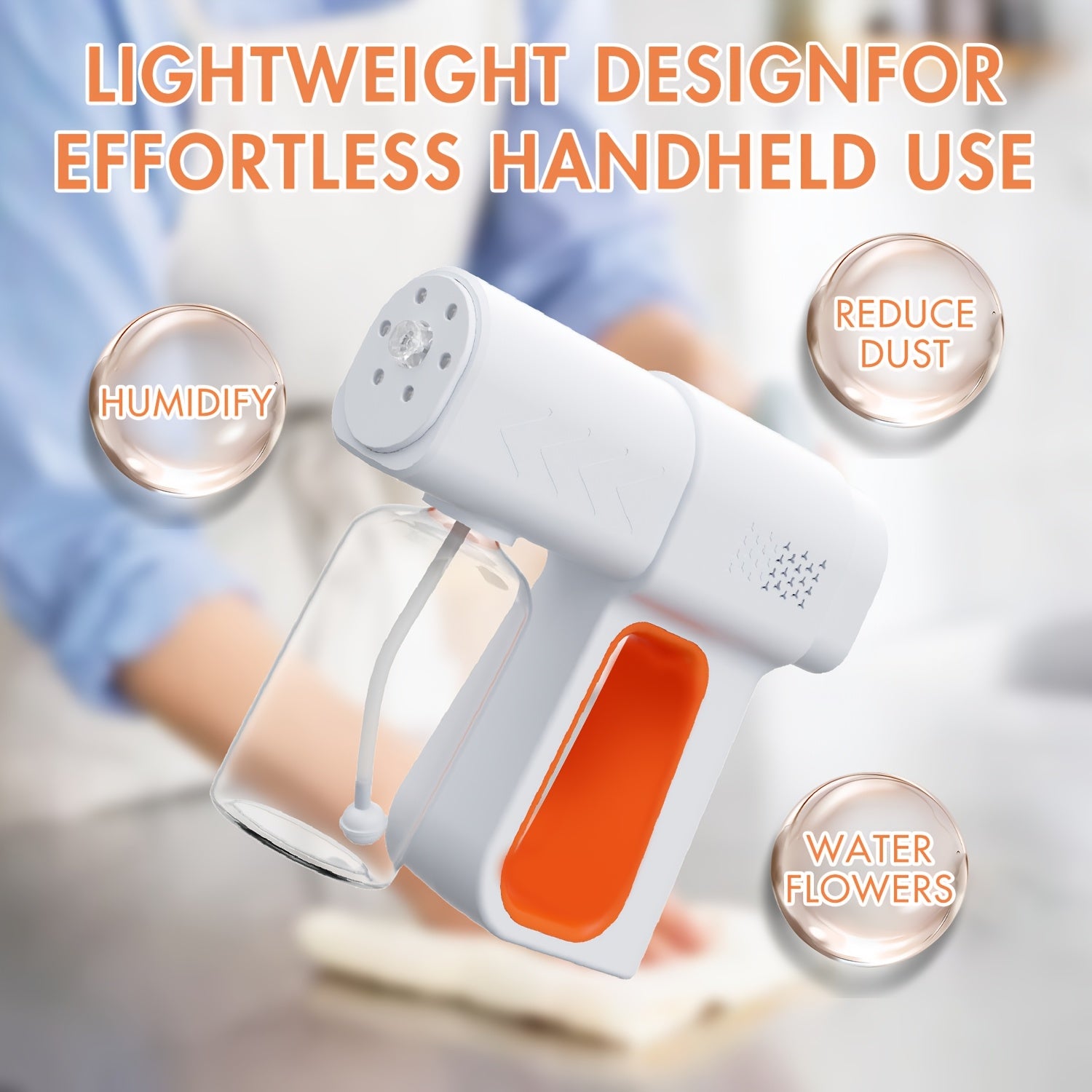 Handheld Nano Blue Light Disinfection Spray Gun with Anti-Clog Nozzle and Large Fog Volume