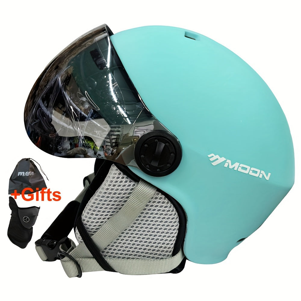 Casco de esquí con gafas de ajuste universal construcción en PC EPS visor para snowboard y patinaje