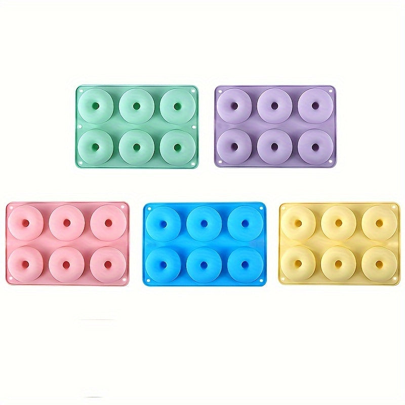 6-Cavity Round Silicone Donut Mold Oven Safe Baking Tool for New Year Treats