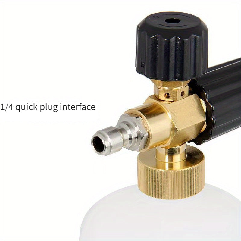 Cañón de espuma de metal de alta resistencia con pistola de espuma de nieve ajustable y botella de 1 litro