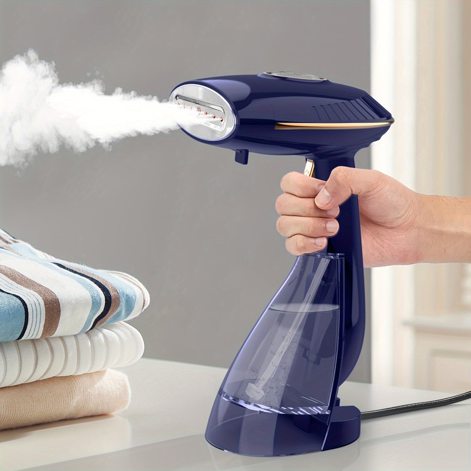 1500W Portable Garment Steamer with Quick Heat Up 30s Large Water Tank Vertical Ironing