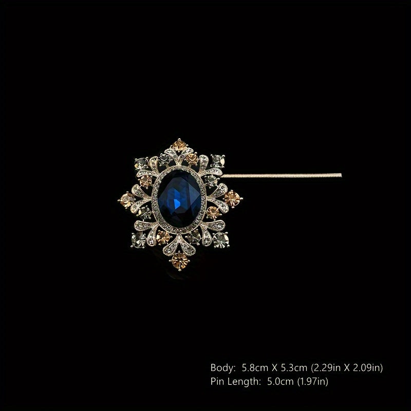 Vintage Alloy and Glass Headscarf Pin with Irregular Shape and Luxurious Style