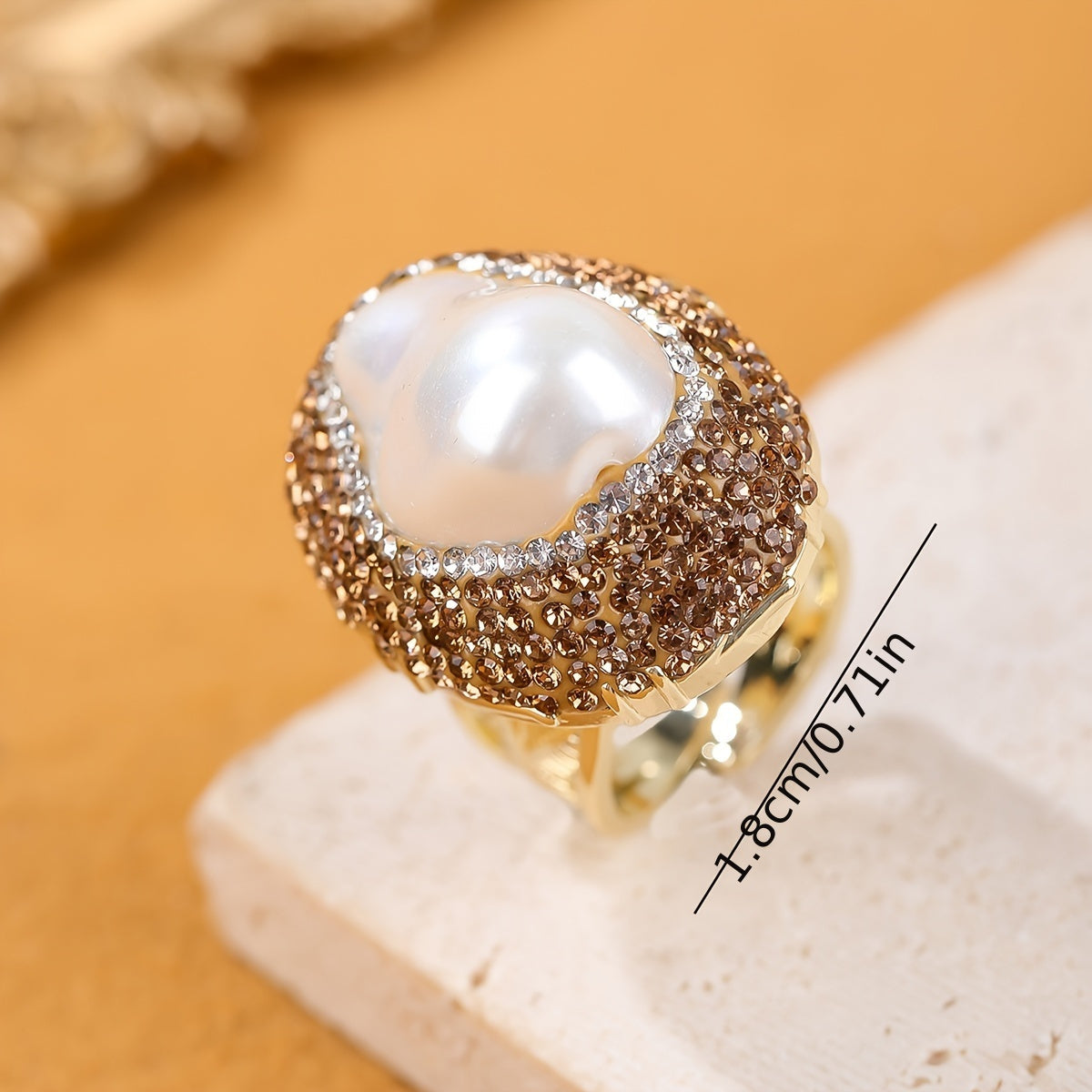 Anillo de perla con acentos de rhinestone para fiestas y regalos
