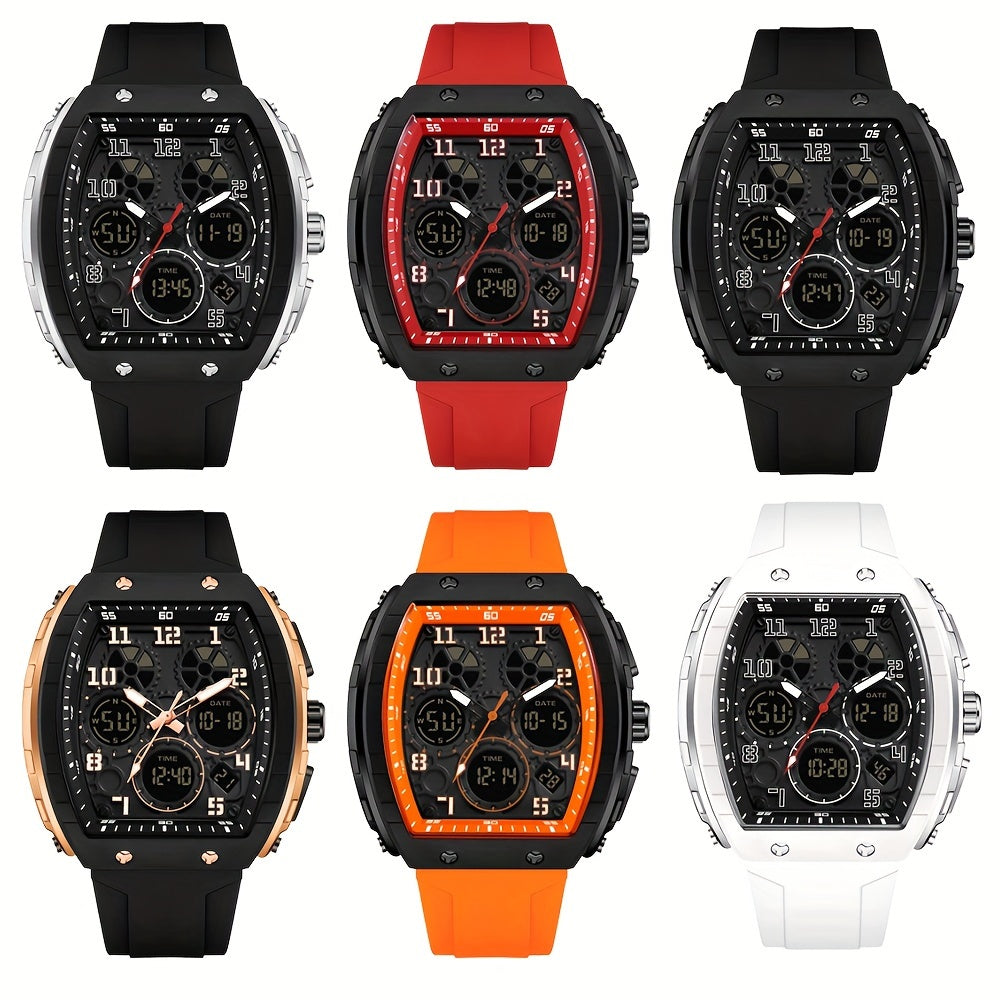 Men's Military Sports Wristwatch Silicone Strap Waterproof LED Clock Multiple Functions