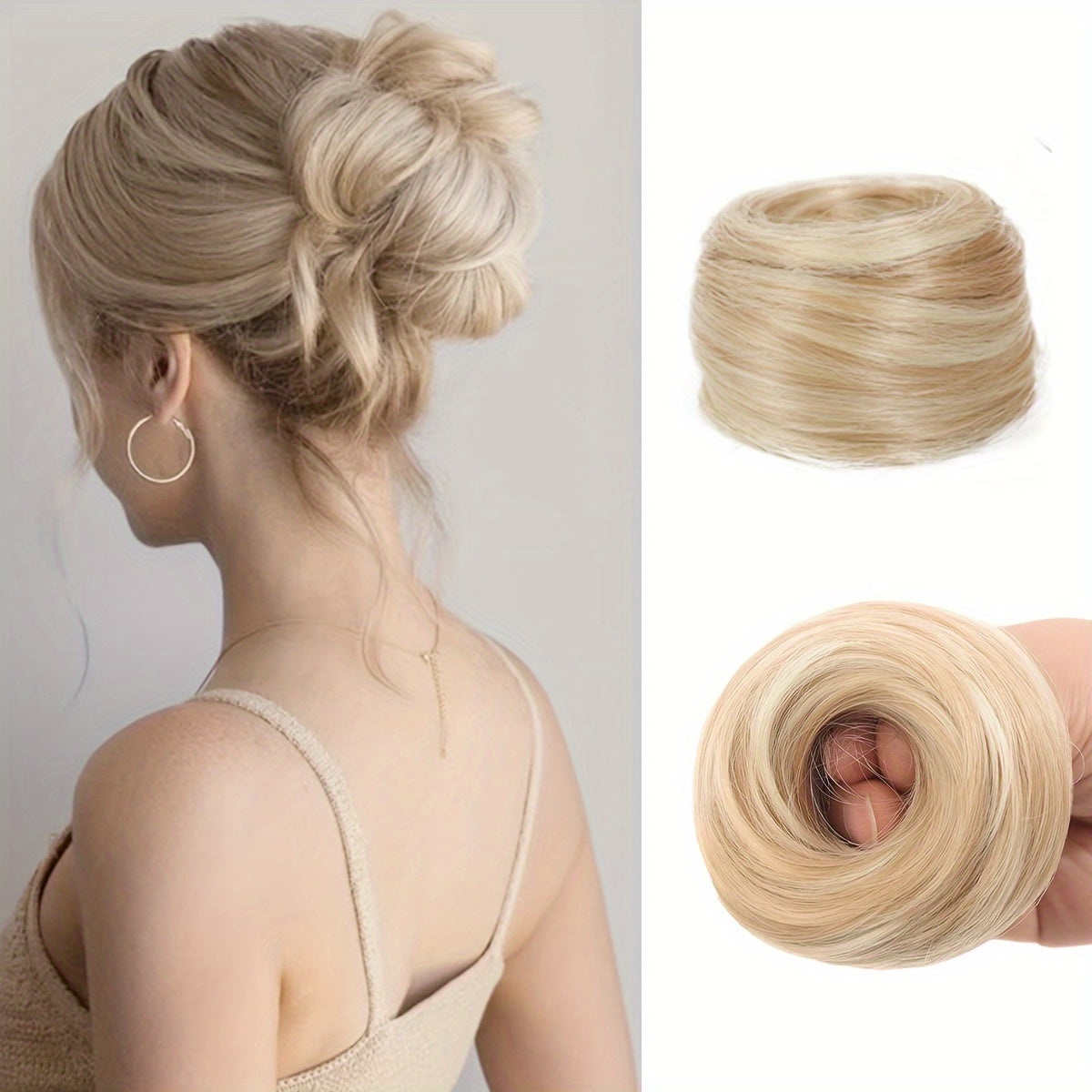 Women Synthetic Hair Bun Extension 3-Inch Elastic Donut for Parties Casual