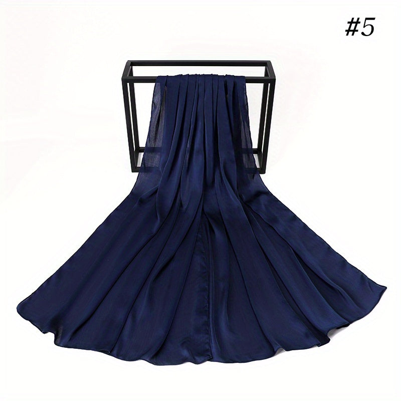 Wrinkled Satin Muslim Hijab Natural Fiber Lightweight Black