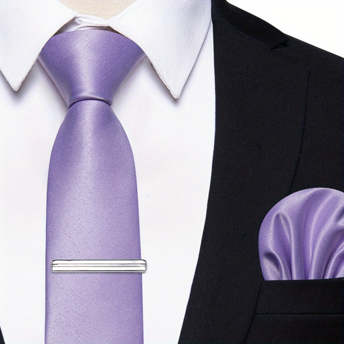 Erkaklar uchun bir rangli galstuk klipi, to'ylar, partiyalar va rasmiy kiyimlar uchun