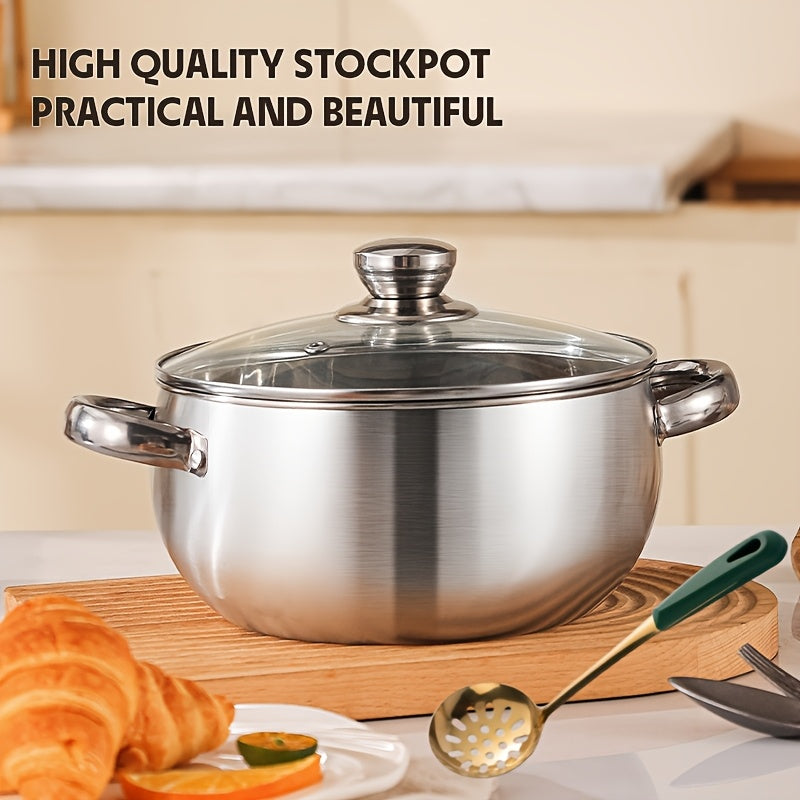 Stainless Steel Cookware Set 6-7 Pieces with Stockpot and Glass Lid Non-Stick Heat Resistant