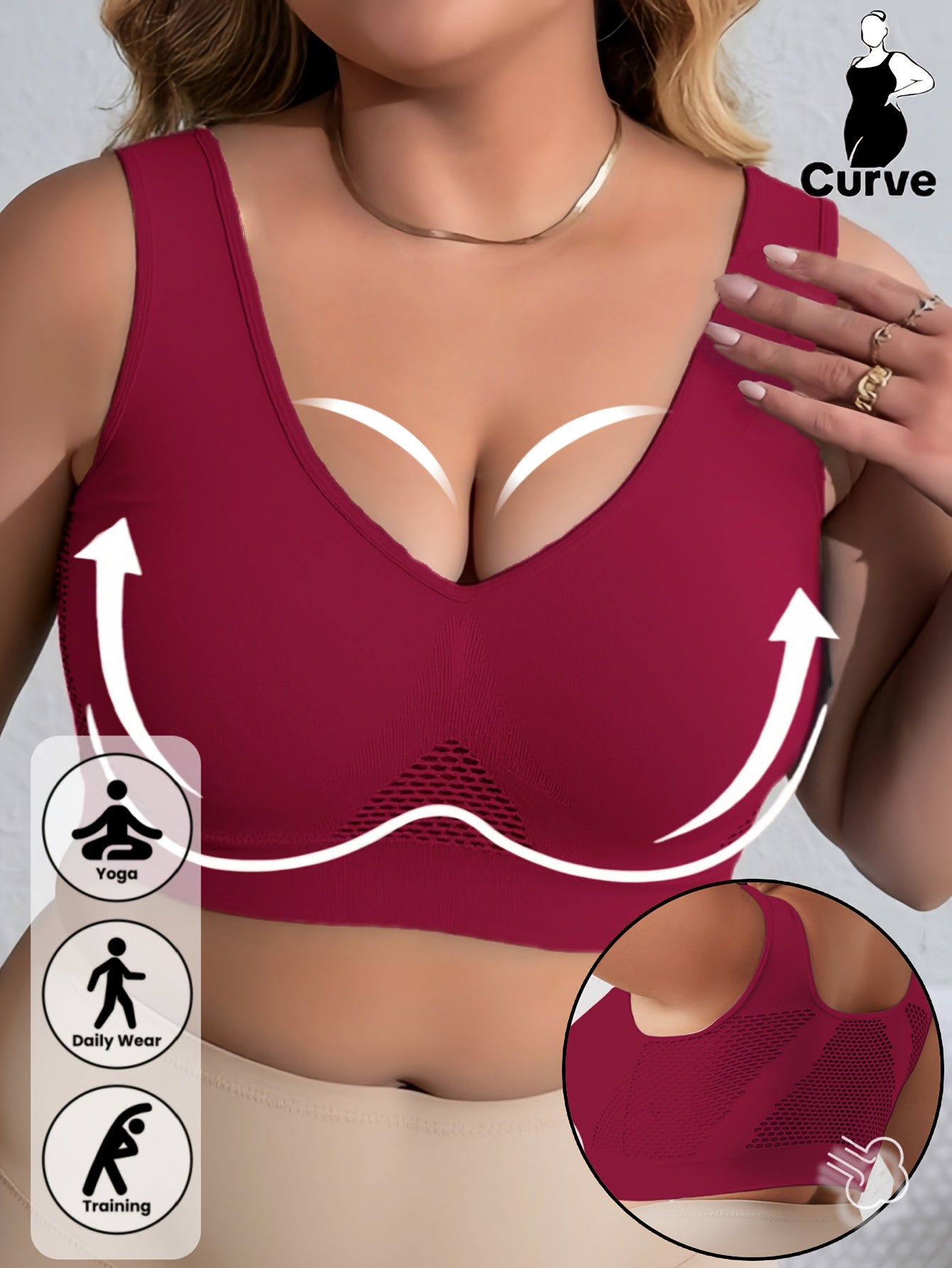 Plus Size Women's Sports Bra Seamless Double-Layer Watermelon Yoga Running Workout