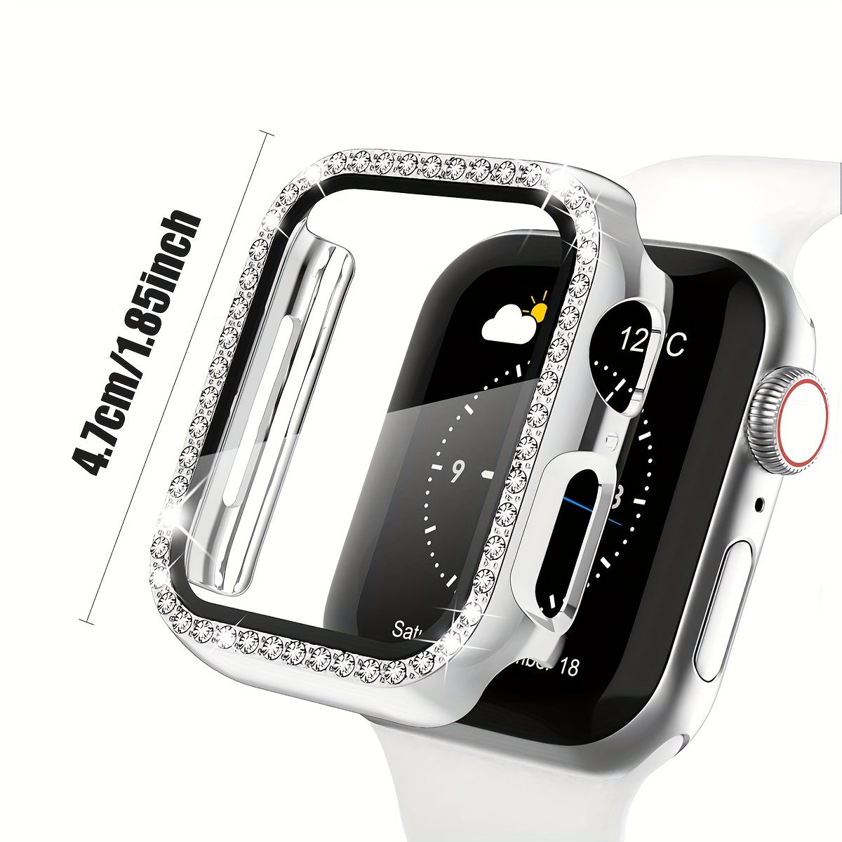Women's Shiny Diamond PC Watch Shell with HD Hardened Glass Screen Protector for Apple Watch 40mm 44mm 45mm 49mm