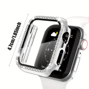 Women's Shiny Diamond PC Watch Shell with HD Hardened Glass Screen Protector for Apple Watch 40mm 44mm 45mm 49mm