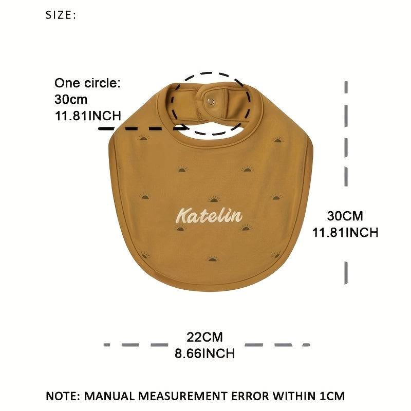 Baby Bib Adjustable Embroidered Name Soft Absorbent Knit for Newborns