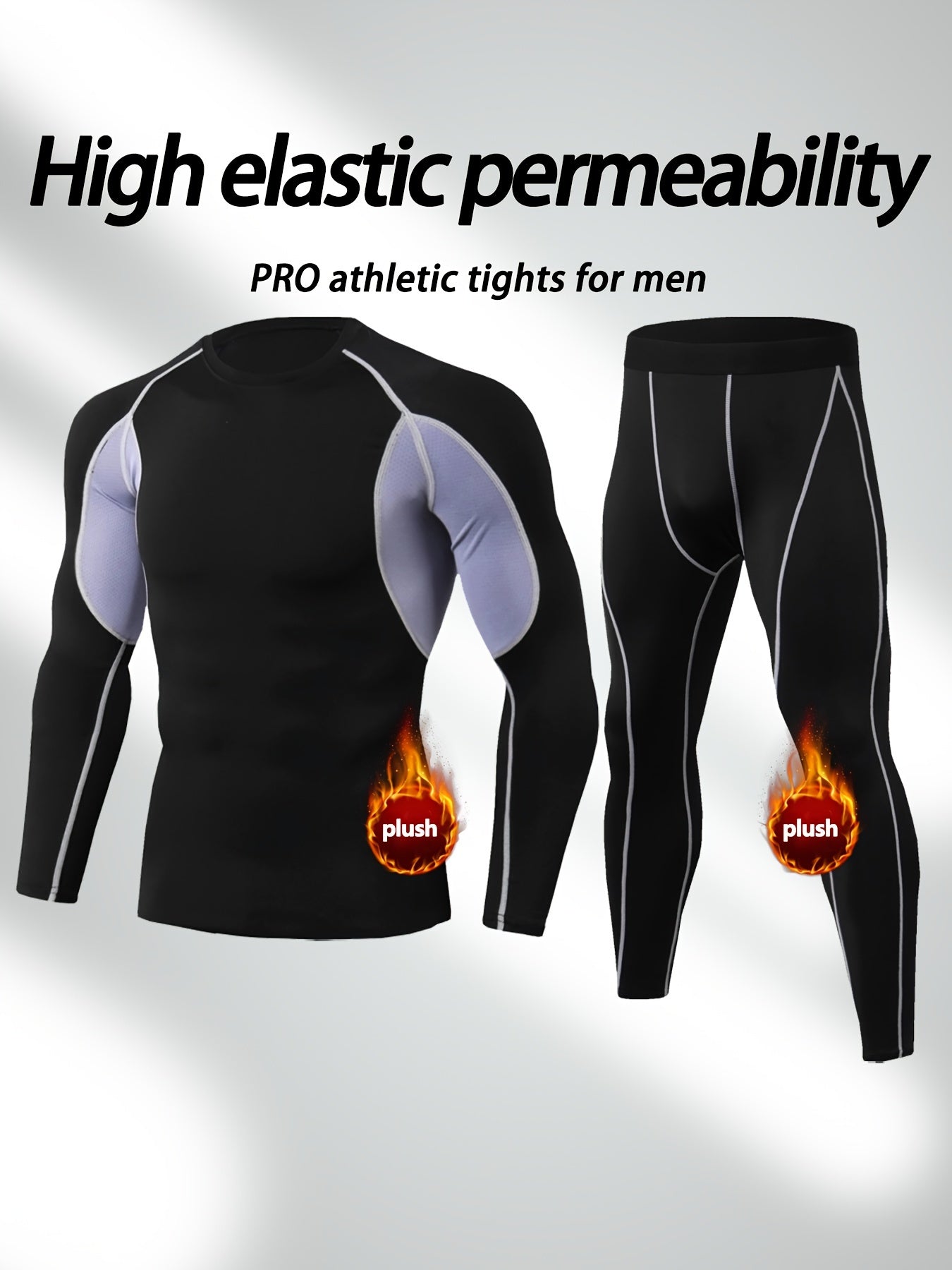 Conjunto de ropa interior térmica para hombre, manga larga, pantalones, invierno, acolchado, transpirable, terciopelo, esquí, actividades al aire libre, correr