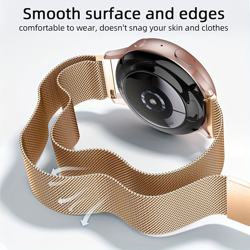 Stainless Steel Mesh Watch Band 20mm Magnetic Closure Compatible with Samsung Galaxy Watch 4 5 6 and Watch 4 Classic 5 Pro